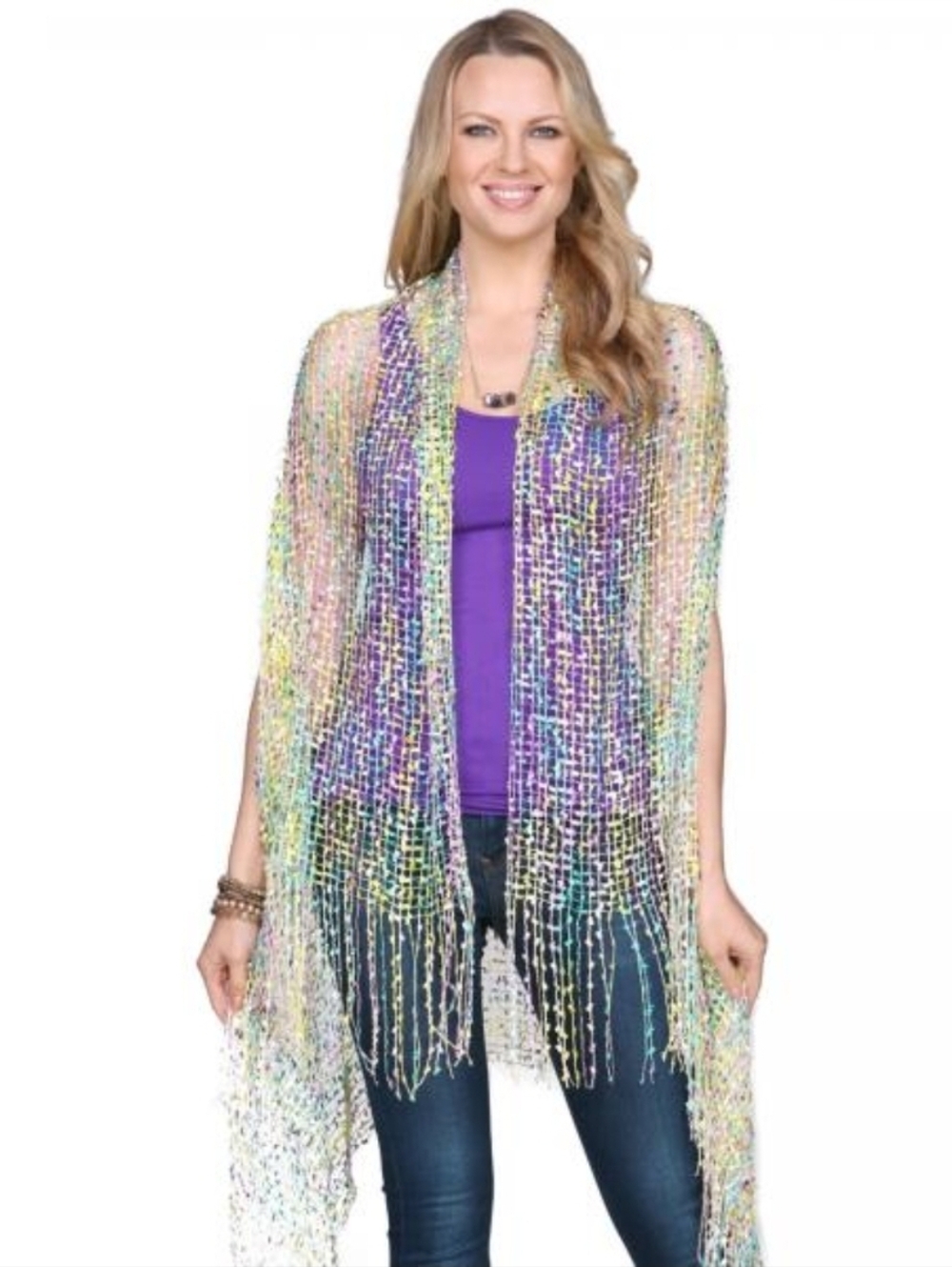 Green/Lilac/Yellow Confetti Vest Cardigan